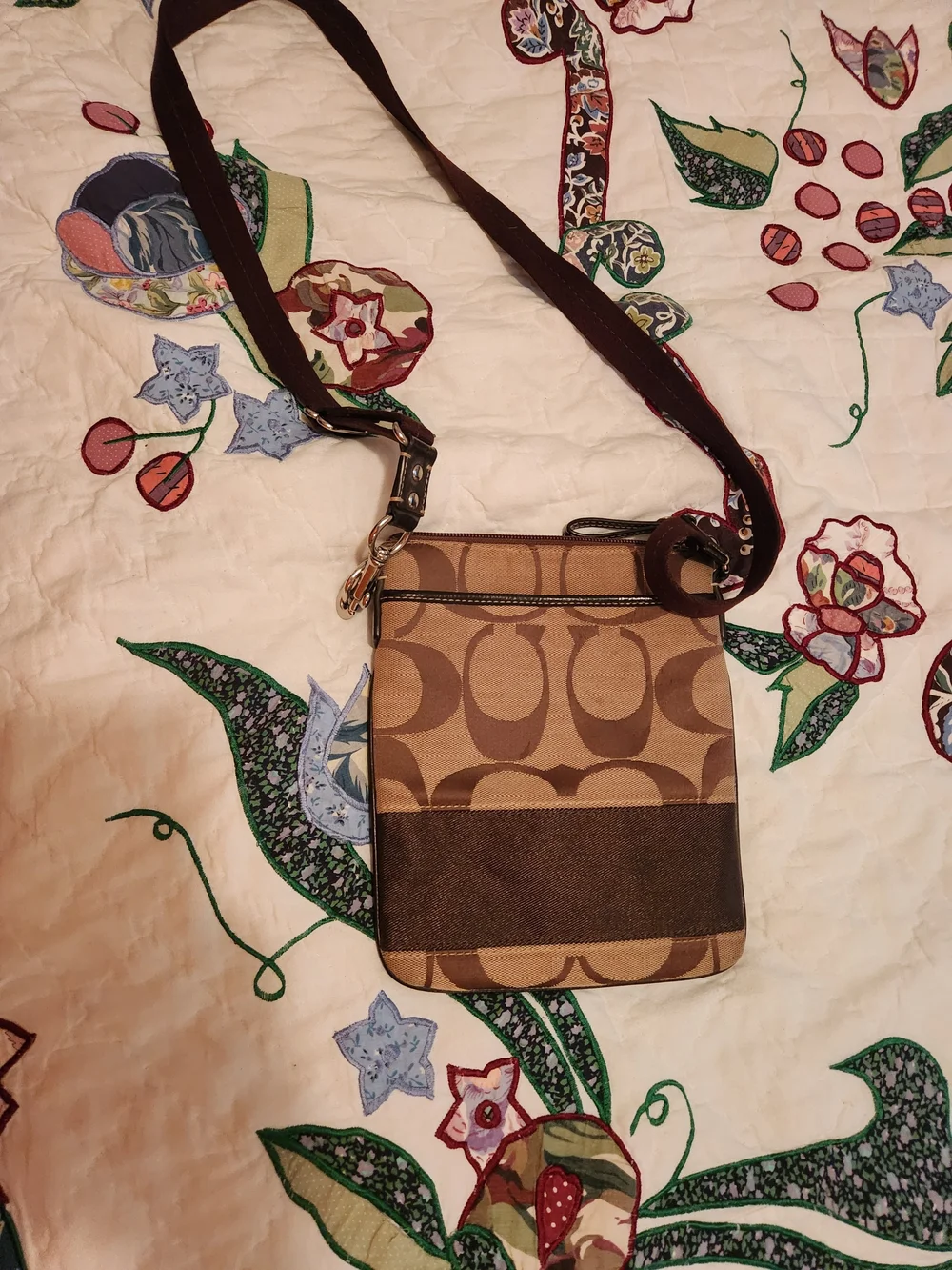 Coach Brown Signature Canvas Crossbody Bag